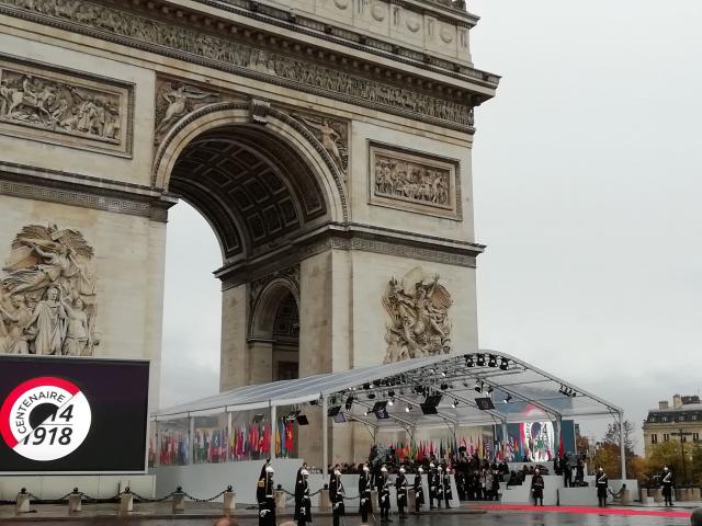 L'Arc de Triomphe lors de la cérémonie du 11 novembre 2018