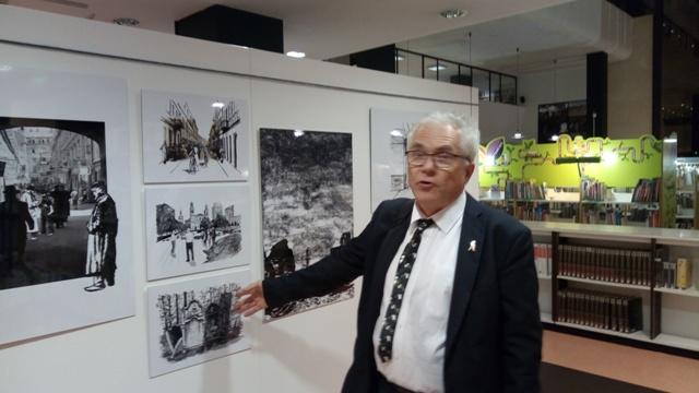 M. Rewerski, auteur des dessins et des textes, présente l’exposition